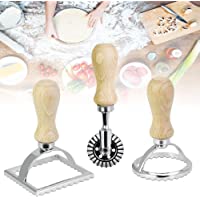 KLYNGTSK 3 PCS Cortadores de Raviolis Tradicionales Corta Ravioles con Mango de Madera Moldeador de Ravioles Molde para…